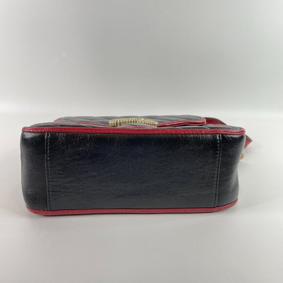 Gucci Black Red Calfskin Marmont Top Handle Crossbody Bag sku#85853(gently used) - Picture 3 of 15